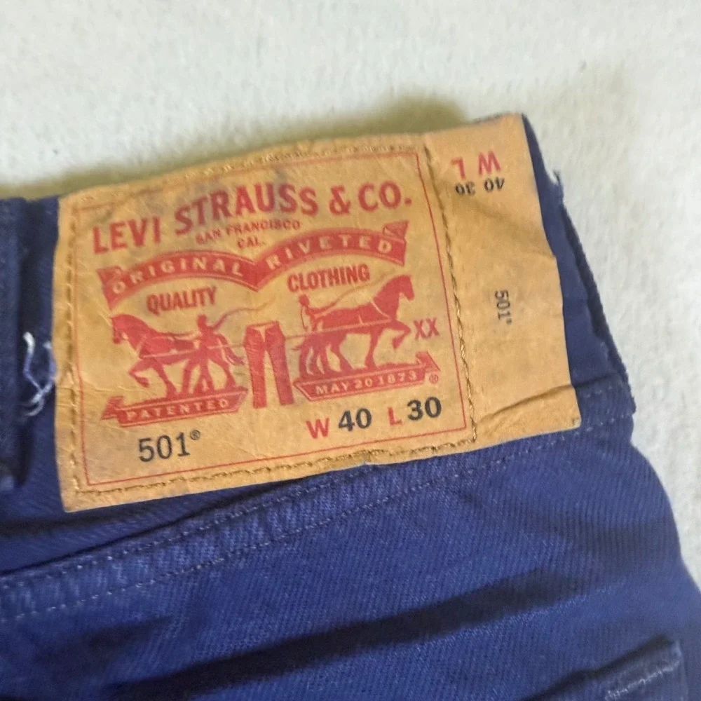 Levis 501 Original Fit Jeans Mens 40x30 Cobalt Blue Straight Leg Button Fly 501-